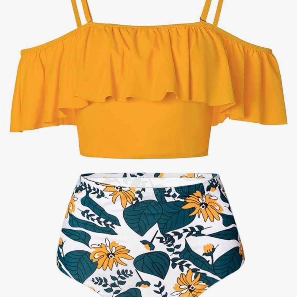 Yellow Ruffle Bikini Set - Picture 2 of 3